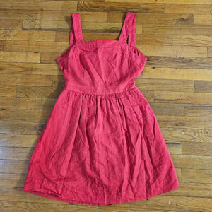 J Crew Red Linen Blend Dress Small